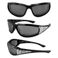 thumbnail image 7 of Global Vision Mens and Womens Padded Motorcycle Riding Sunglasses for Small Faces Black Frame with Silver Metal Sidepiece and Flash Mirror Lenses, 7 of 7