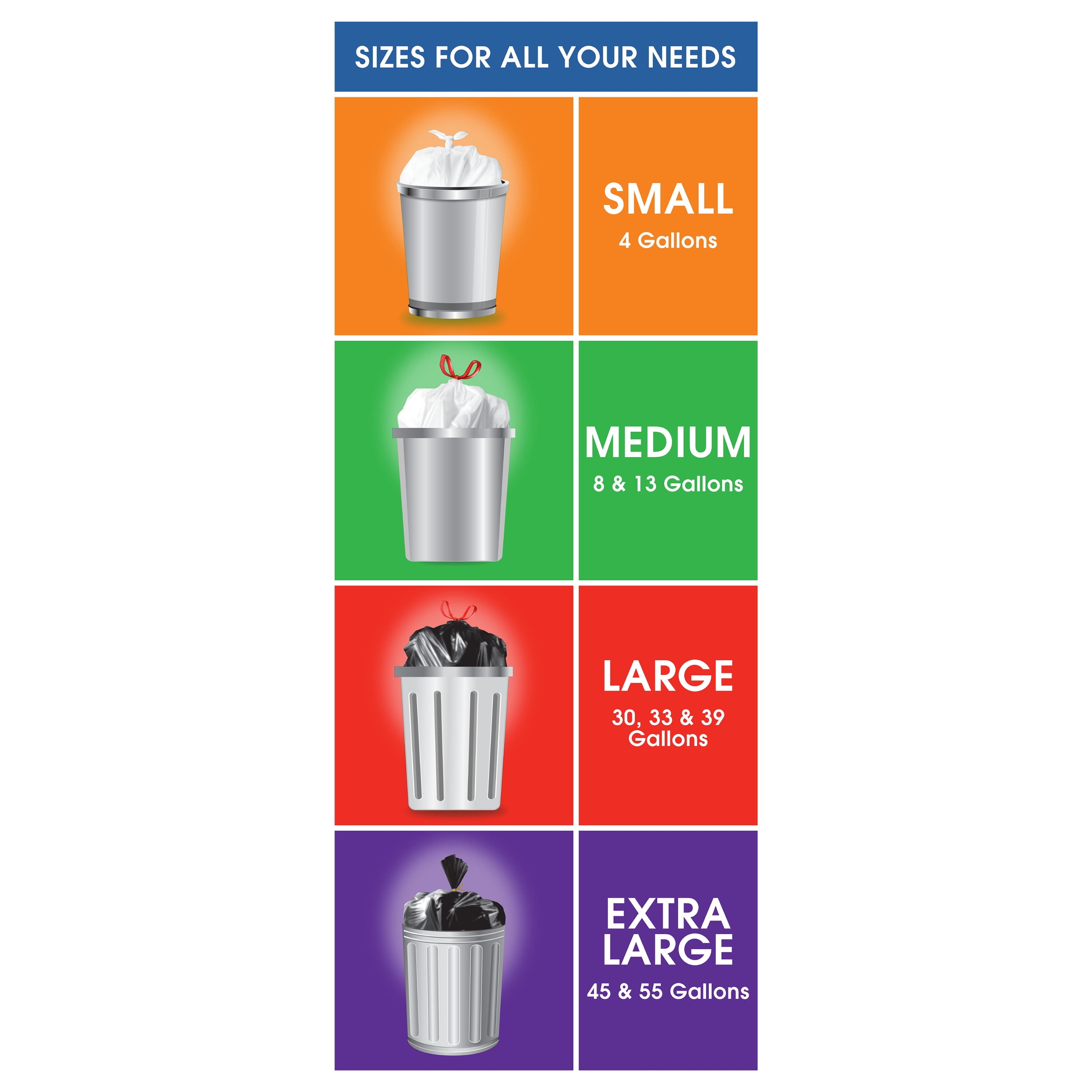 Great Value 33 Gallon Strong Flex Multi-Purpose Drawstring Bags, 20 Bags