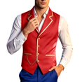 thumbnail image 2 of LEKWK Mens Victorian Vest Vintage Prince Costume Renaissance Gothic Gold Trim Chain Waistcoat Costume Cosplay Halloween Themed Party Fancy Dress, 2 of 9