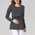 thumbnail image 4 of Rciityk Women's Maternity Nursing Tops Long Sleeve Breastfeeding Shirt Fall Casual Crew Neck Striped Postpartum Loungewear, 4 of 8