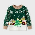 thumbnail image 2 of yocbz Boy Christmas Sweater Reindeer Kids Boys Girls Christmas Sweaters Holiday Unisex Sweater Crewneck Xmas Party Knit Reindeer Snowflakes Pullover Green,Size for 6-7 Years, 2 of 7