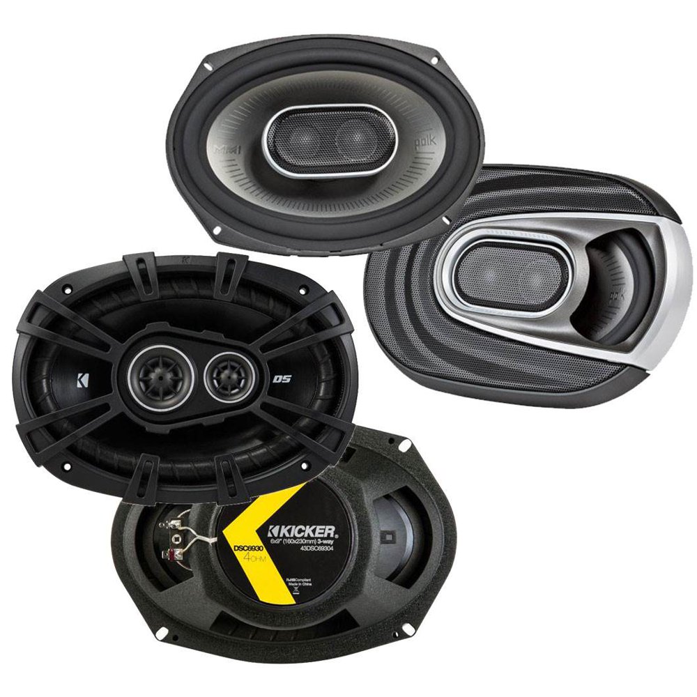 Polk Audio 6x9" 450W Coaxial Speakers + Kicker 6x9" 360W 3Way Coaxial