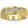 thumbnail image 4 of Pompeii 1Ct Lab Grown Diamond Men's Ring Brushed Wedding Band White Rose or Yellow Gold, 4 of 7