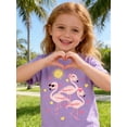 thumbnail image 2 of Lanbubble Girls Graphic T-Shirt Short Sleeve Tees with Flamingo Print Summer Casual Tops, Sizes 3-4, 2 of 8