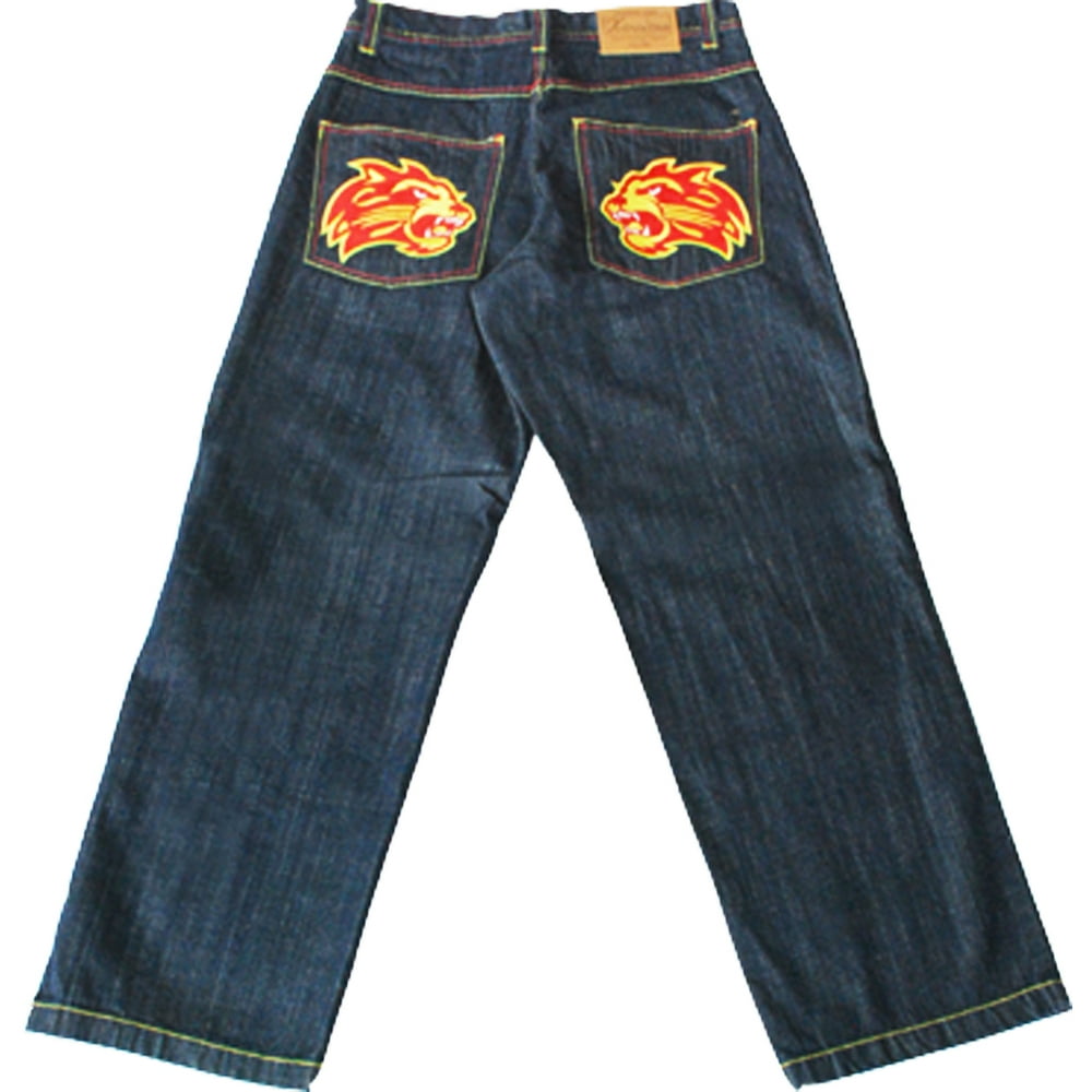 embroidered baggy jeans mens