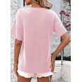 thumbnail image 4 of Womens Summer V Neck Tops Oversized T Shirts Short Sleeve Blouses for Women Dressy Casual Work Outfits Pink S, 4 of 8