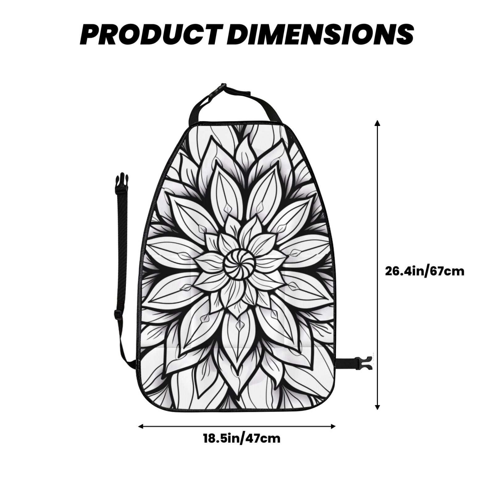 Kdxio Mandala Floral Line Art Print 2 Pack Car Kick Mat Seat Cover Back Protector Mat with Pockets for Organizer Backseat Protector and Storage Anti Kick Pad for Vehicles