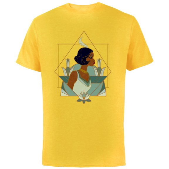 Disney Princess Tiana Modern Art Deco Style - Short Sleeve Cotton T-Shirt for Adults - Customized-Yellow