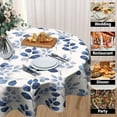 thumbnail image 4 of Blue Floral Round Table Cloth - Navy Leaf Tablecloth 60 Inch Botanical Plant Table Cloth Spring Summer Table Cover for Home Kitchen Party Picnic Dinner, 4 of 7
