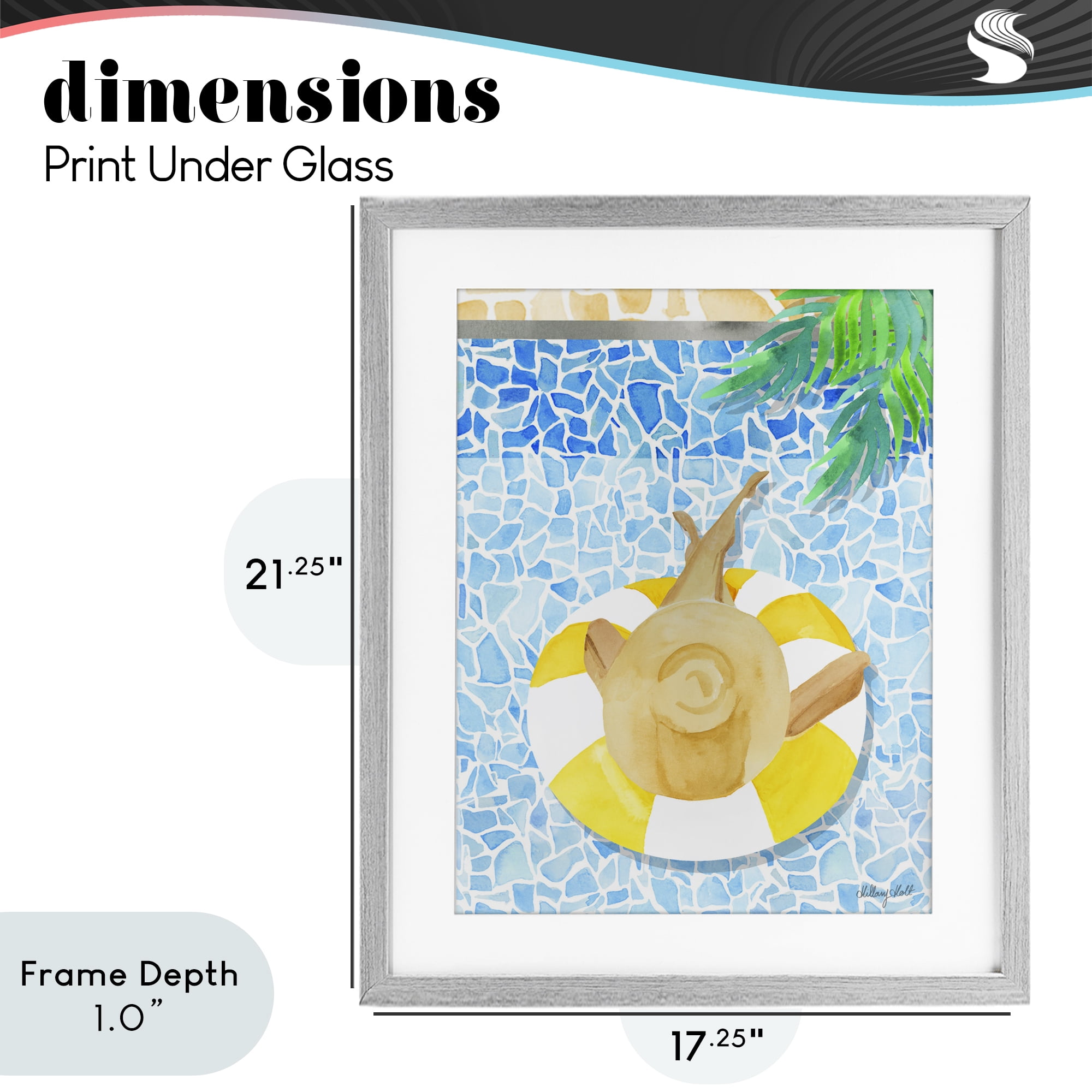 Stupell Industries Summer Poolside Drift Gray Framed Print Under Glass, design by Hillary Holt