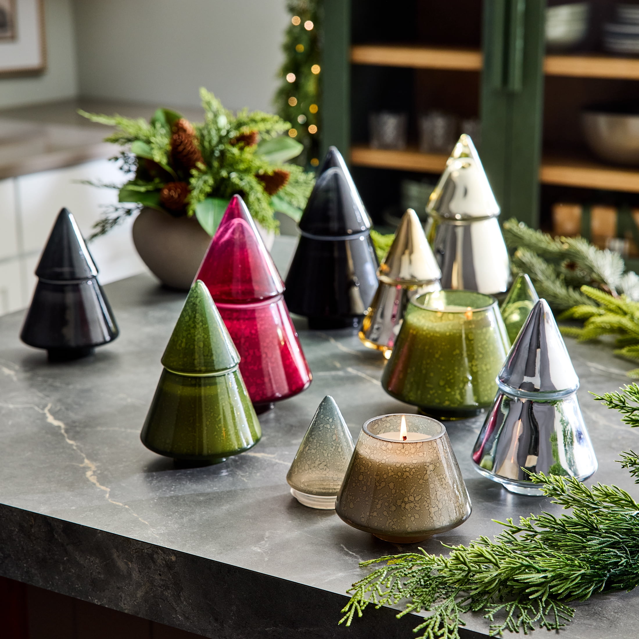 Better Homes & Gardens 2-Wick Metallic Glass Christmas Tree Candle, Salted Coconut Mahogany, 20 oz