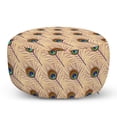 thumbnail image 1 of Feather Pouf Cover with Zipper, Native Style Art of Diagonally Arranged Peacock Fluff Plumage, Soft Decorative Fabric Unstuffed Case, 30" W X 17.3" L, Pale Peach Multicolor, by Ambesonne, 1 of 5