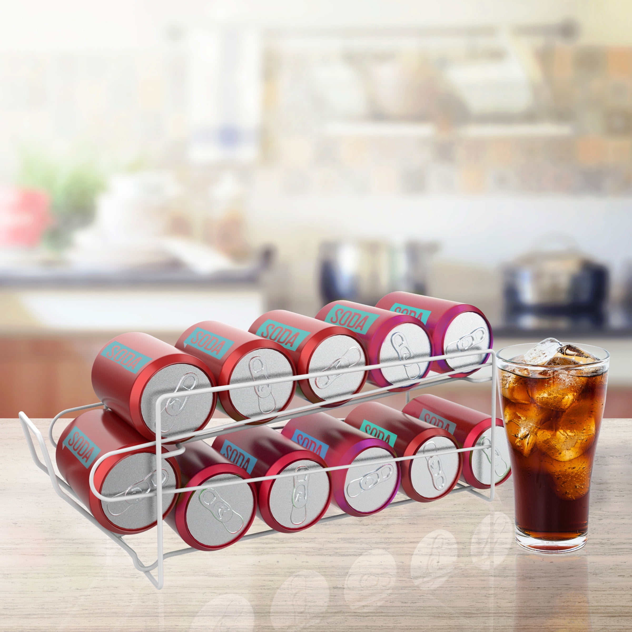 2Tier Can Dispenser Organizer Holds 12 Standard Food or Soda Cans by