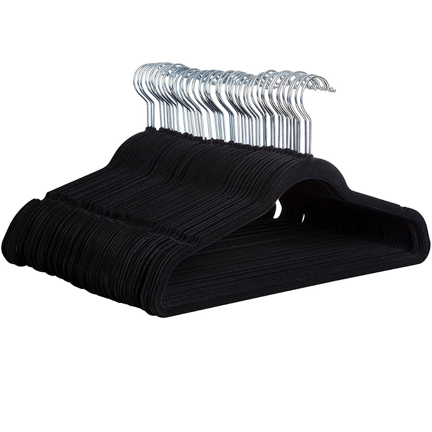 Premium Space Saving Velvet Hangers Holds Up to 10 Lbs Black 100 pack