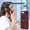 thumbnail image 4 of Dteck Wallet Case for iPhone 8 / iPhone 7 / iPhone SE 3rd Gen 2022 / iPhone SE 2nd Gen 2020, Slim PU Leather Card Holder Case with Ring Holder Stand, Winered, 4 of 8