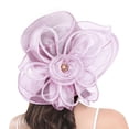 thumbnail image 2 of HuangHuanChen Fascinators Hats for Women Floral Mesh Hat Sunshade Beach Hat Women's Organza Church Fascinator Bridal Tea Party Wedding Hat Derby Hats for Women Pink, 2 of 4