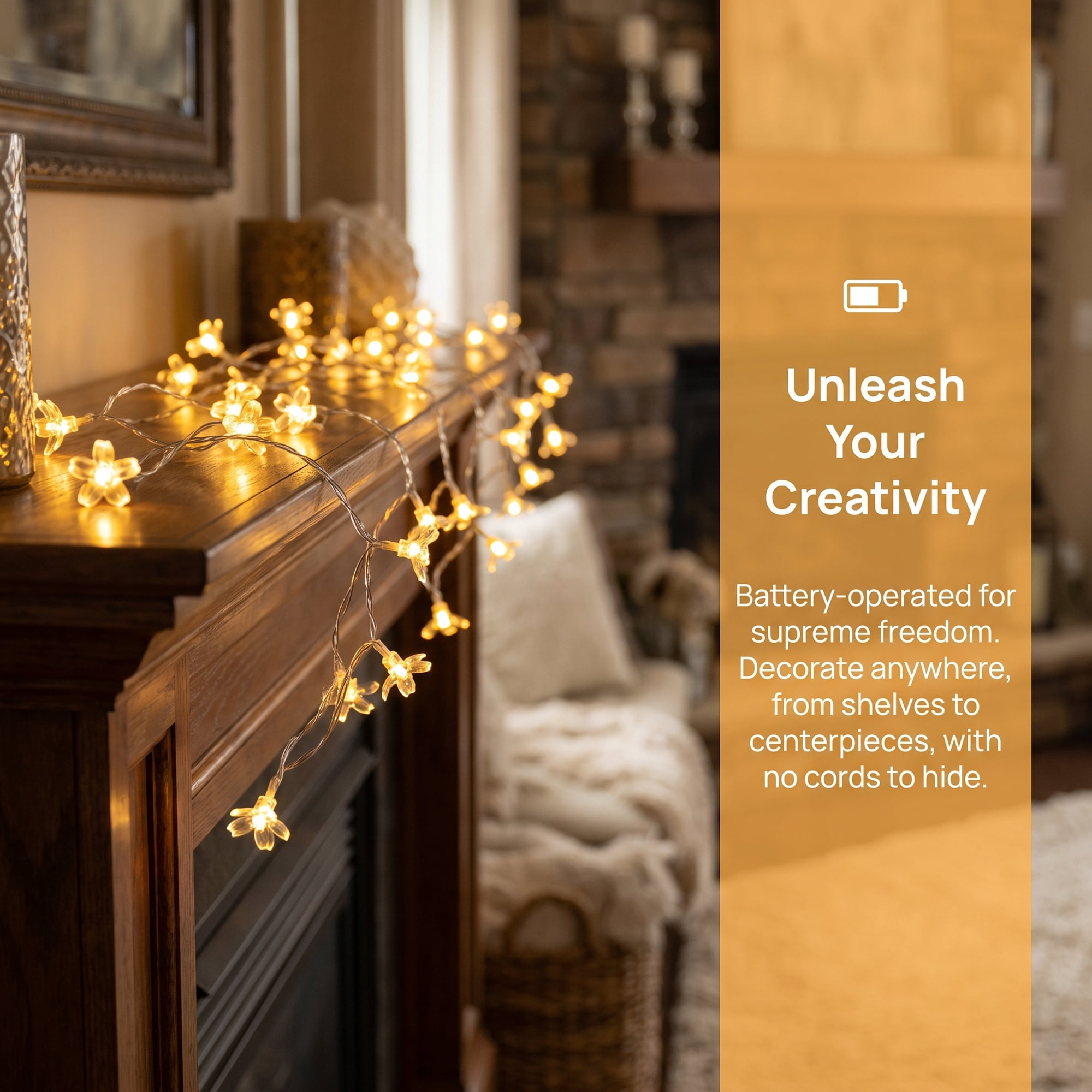Unique Bargains Decorative Indoor Aesthetic Botanical Fairy Lamps 6.6 ft Battery Operated