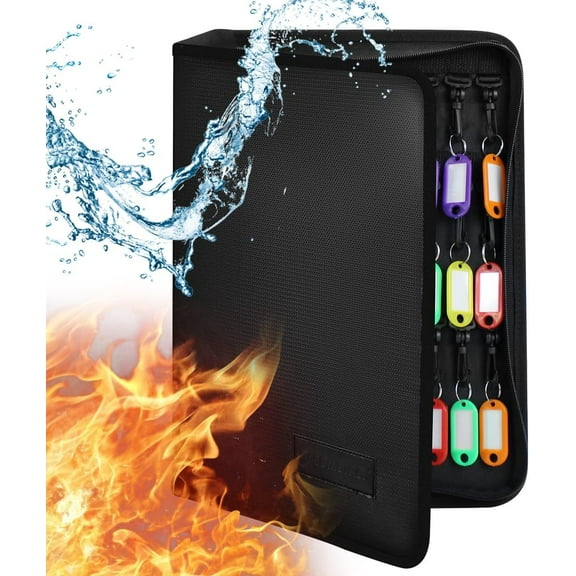 Zippered Key Case with Handle, Key Organizer, Fireproof and Waterproof Key Binder with 54 Hooks and Tags Portable Key Storage for Offices Real Estate Agencies Hotels and Rental Management