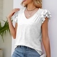 thumbnail image 5 of XuJwPNcy Womens Tops Dressy Casual Summer Ruffle Sleeve T-Shirts Trendy Loose V-Neck Tunic Tops, 5 of 5
