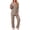 Khaki, variant on Weekease Pajama sets for Women Button up Tops Drawstring Pants Sleepwear Contrast Piping Fall Nightwear with Pockets