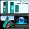 thumbnail image 6 of Compatible with MagSafe Magnetic 2 in 1 Detachable For iPhone 15 Pro Max Wallet Case with Card Holder,for Women Men,PU Leather RFID Blocking Flip Kickstand Credit Slots Phone Case, Green, 6 of 8