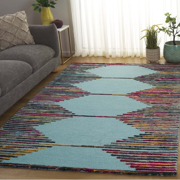 Safavieh Nantucket Selma Abstract Area Rug, Teal/Red, 4' x 4' Square