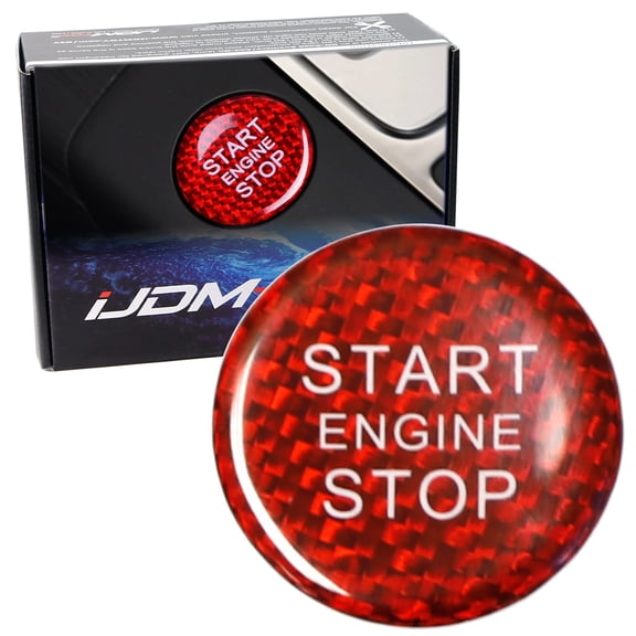Gloss Red Real Carbon Fiber Keyless Engine Start/Stop Push Start Button Cover For Audi A4 A5 A7 A8 Q3 Q5 Q7, etc
