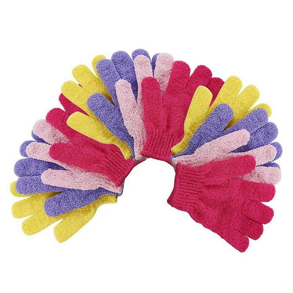 12 guantes de baño con cinco dedos.