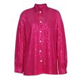 thumbnail image 2 of Sunloudy Women Button Down Shirts, Sequin Long Sleeve Solid Color Oversized Lapel Single-breasted Tops, 2 of 7