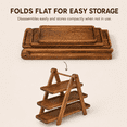 thumbnail image 6 of Wood 3 Tier Serving Tray, Tiered Cupcake Stand with Detachable Trays, Foldable Wooden Farmhouse Tiered Tray, Rectangle Serving Platter for Dessert Table Display, Charcuterie Board, Party Decor, Brown, 6 of 8