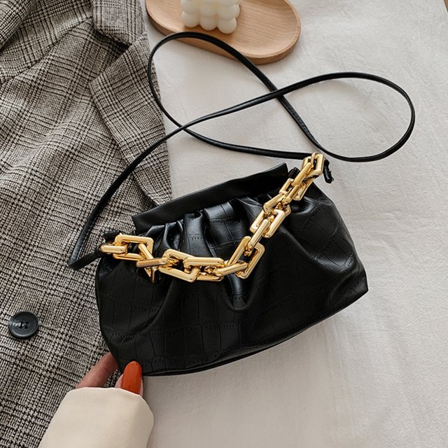 Bolsa de hombro plisado para mujer cruzado con diseño de piedra de PU para mujer Sywqhk Para Estrenar