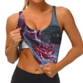 thumbnail image 3 of Daiia Gothic Red Skull Cemetery Printed Women's Sports Bra, Breathable Activewear Bra with U-Back Design and Removable Pads, Comfortable and Supportive for Yoga, Workout-XX-Large, 3 of 8
