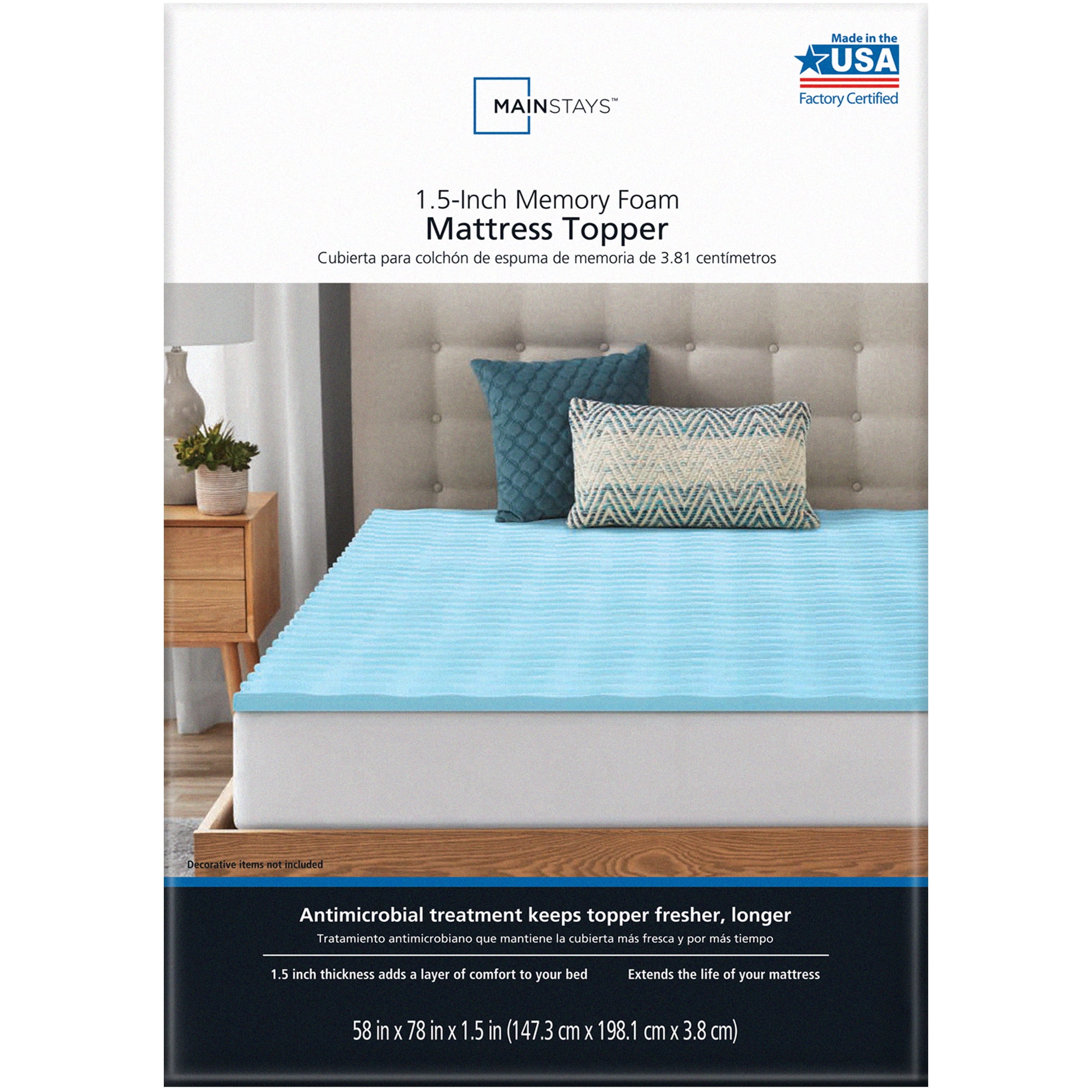 Made by Design for sale online Twin XL 1.5 Reversible Wave Memory Foam Mattress Topper 