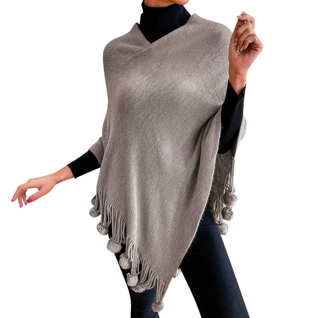 Manteaux pour Femmes, chandail-Over Uni Effiloché à Franges, Châle, Cape, Manteau de Mode, Accessoires pour Femmes