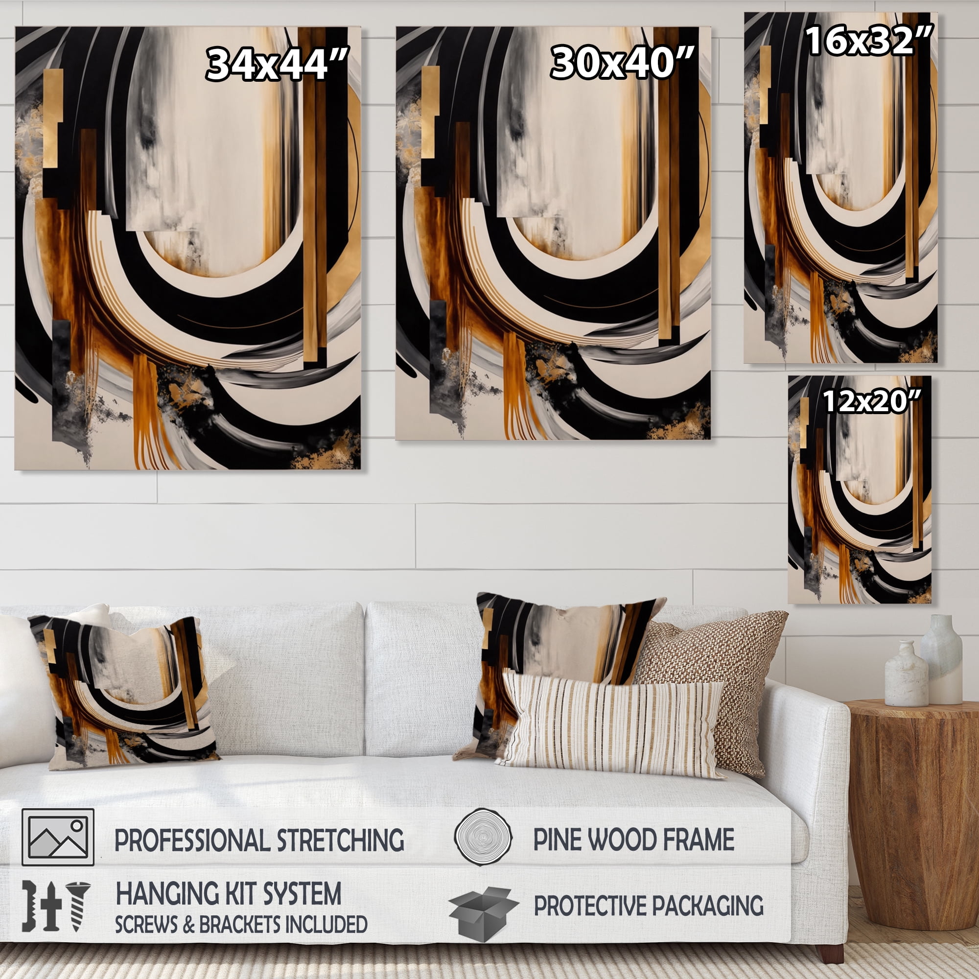 Designart Gold Touch Art Deco IV Canvas Wall Art
