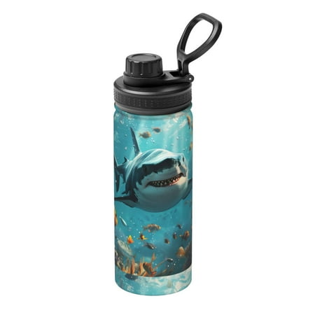 

Lukts Realistic Ocean Shark Print 18oz Insulated Sports Kettle Outdoor Sport Gym Stainless Steel Water Bottles