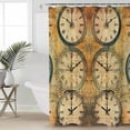 thumbnail image 5 of Retro Clocks Shower Curtain, 48" x 72", Hand Painted Vintage Waterproof Bathroom Curtain Washable Shower Curtain Set with 12 Hooks, 5 of 6
