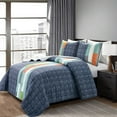 thumbnail image 2 of Lush Decor Shelly Stripe Geometric Cotton Reversible Quilt, Full/Queen, Navy/Orange, 3-Pc Set, 2 of 9