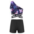 thumbnail image 2 of iiniim Girls Waist Cutout Swimsuit Single Shoulder Crop Top with Elastic Waistband Shorts 8-14 Pegasus Starry 12, 2 of 7