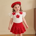 thumbnail image 4 of Amidoa Girls Summer 2 Piece Outfits Cute Sleeveless Tops Tops and Casual Skirt Kids Clothing Set Red Size 3T Red Size 3T, 4 of 9