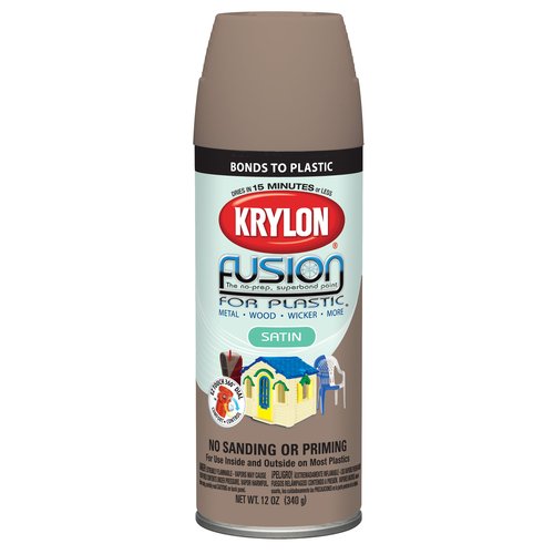 Krylon Fusion Satin Spray Paint for Plastic, Khaki, 12 Oz.