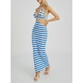 thumbnail image 6 of Women Knit Dress, Tie-up Halter Dress Striped Summer Long Dress for Party Cocktail, 6 of 9
