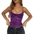 thumbnail image 2 of Women'S Square Neck Halter Strappy Tube Top Y2k Sleeveless Off Shoulder T Shirts Backless Tight Tank Tops Purple S, 2 of 7