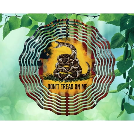 10 Inch Dont Tread on Me Gadsden Wind Spinner Yard Decor Aluminum Sublimated Garden Art Indoor Outdoor 3D Kinetic …