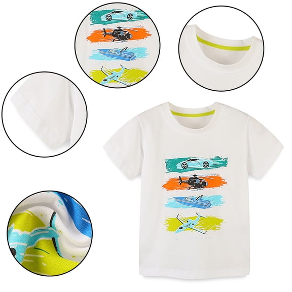 Esaierr Toddler Kids Boys Soft T-Shirt Short Sleeve Tees 1-10Years Baby Summer Soft Cotton TShirts Cartoon Casual T-Shirt,Size 2-7T