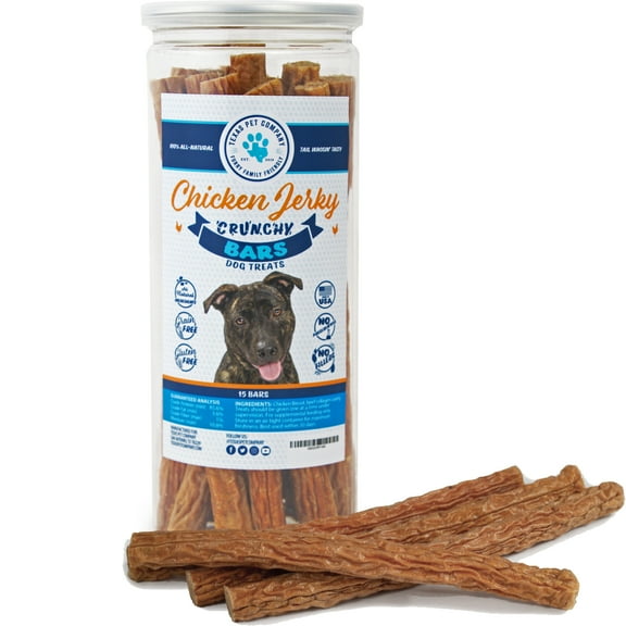 Texas Pet Company Chicken Jerky Crunchy Bars Dog Treats Chicken Flavor 15ct New