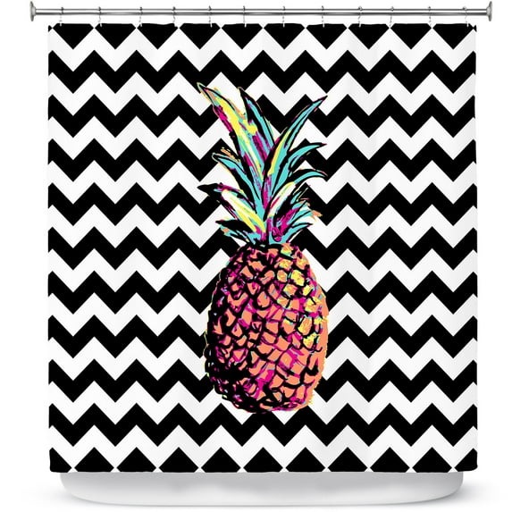 Shower Curtains 70" x 84" from DiaNoche Designs by Organic Saturation - Party Pineapple Chevron