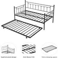thumbnail image 4 of Twin Daybed with Trundle, Vintage Style Removable Trundle Day Bed Frame w/Casters, No Box Spring Needed, Slat Support Mattress Foundation, Noise Free Sturdy Metal Sofa Bed for Living Room, 4 of 10