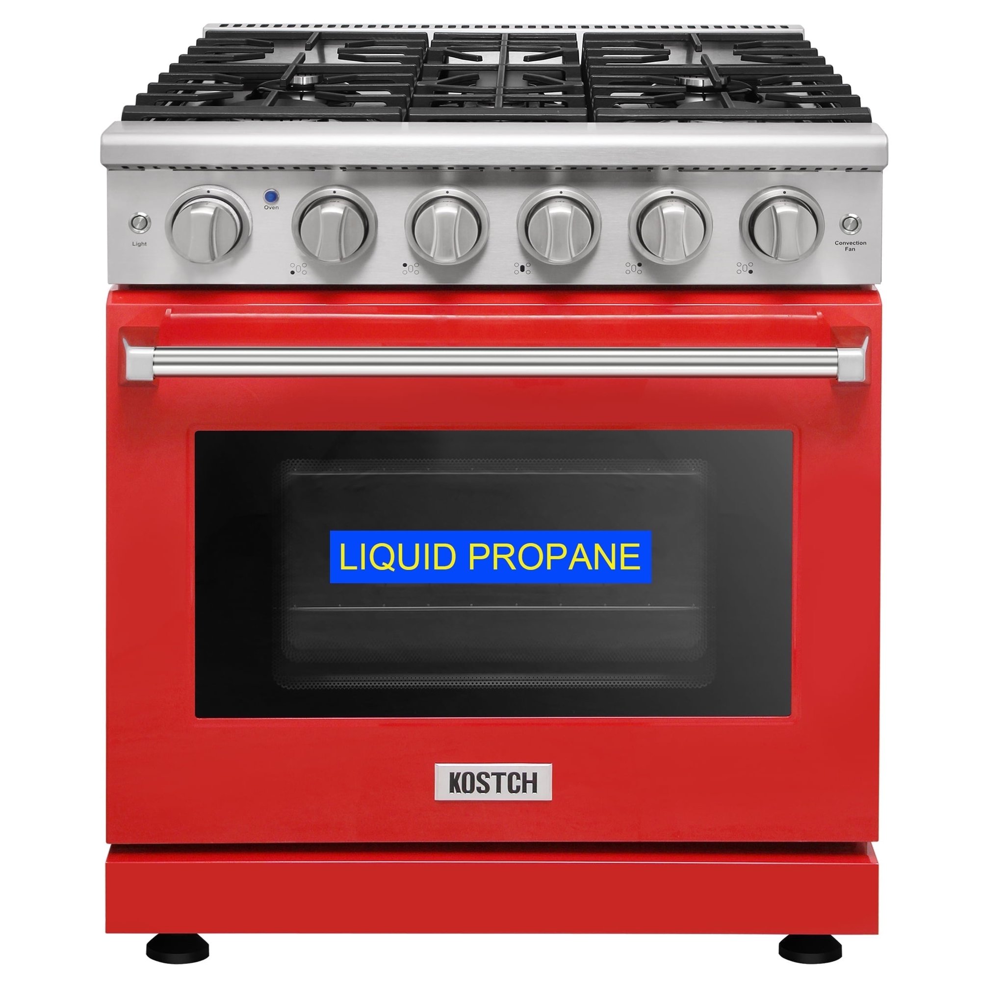 KOSTCH 30-in 5 Burners 4.55 Cu. Ft Convection Oven 110V Freestanding Liquid Propane Gas Range ( Red )