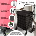 thumbnail image 3 of Stairs Climbing Shopping Cart w/Waterproof Basket Liner and 360° Swivel Wheels | Foldable Collapsible and Lightweight | Perfect for Groceries Laundry Utility Cart - Black, 3 of 12